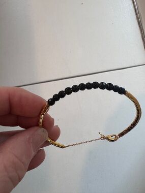 Gorjana Goldtone Bracelet with Black Faceted Beads